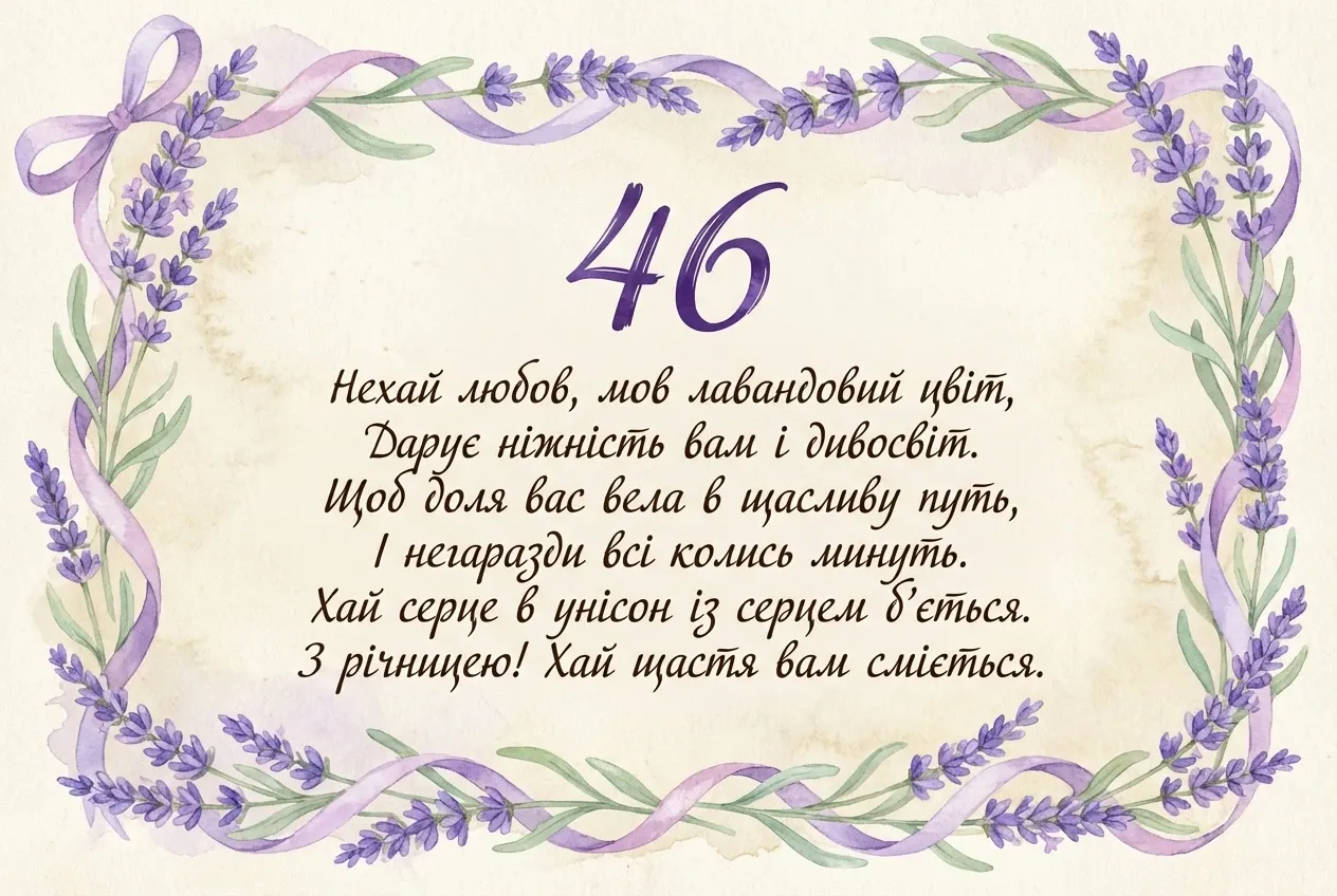 46 років лавандове весілля привітання