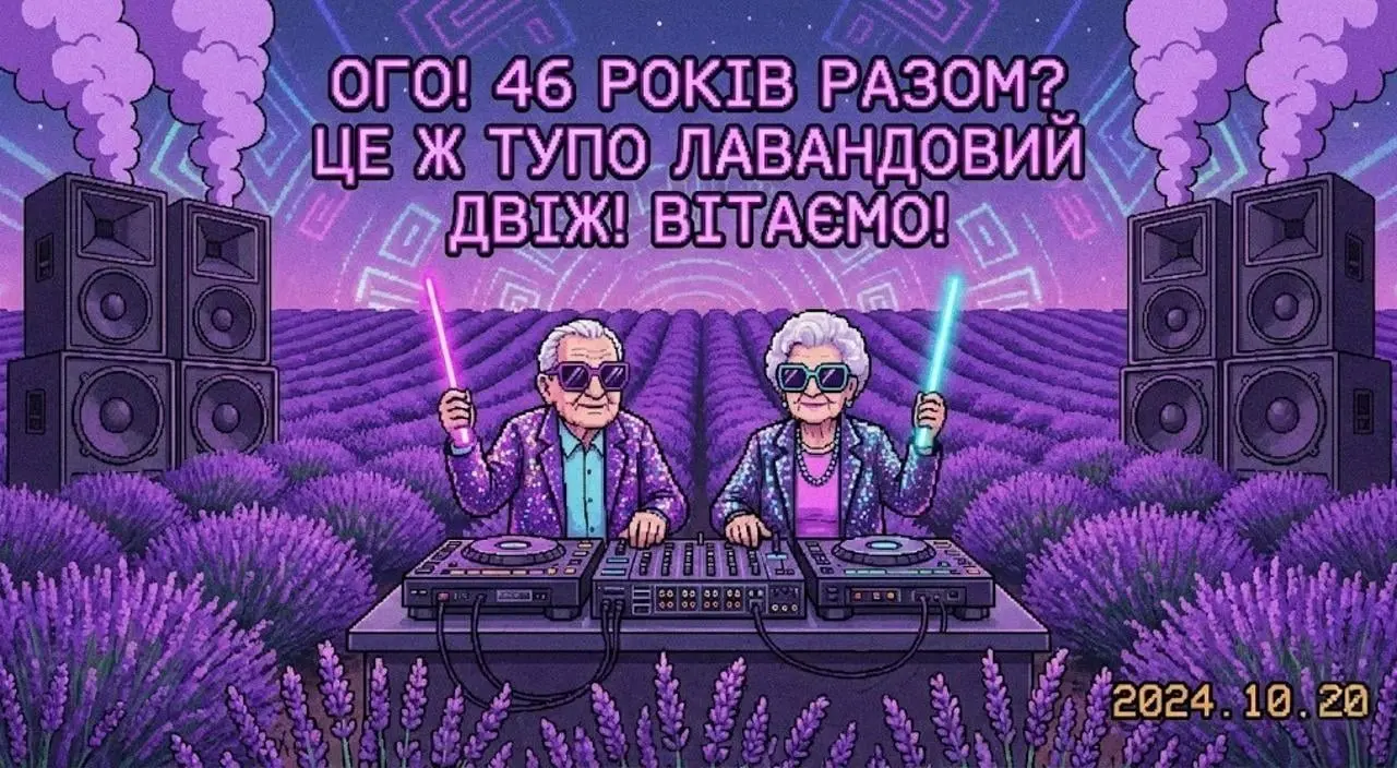 Привітання на 46 років з лавандовим весіллям