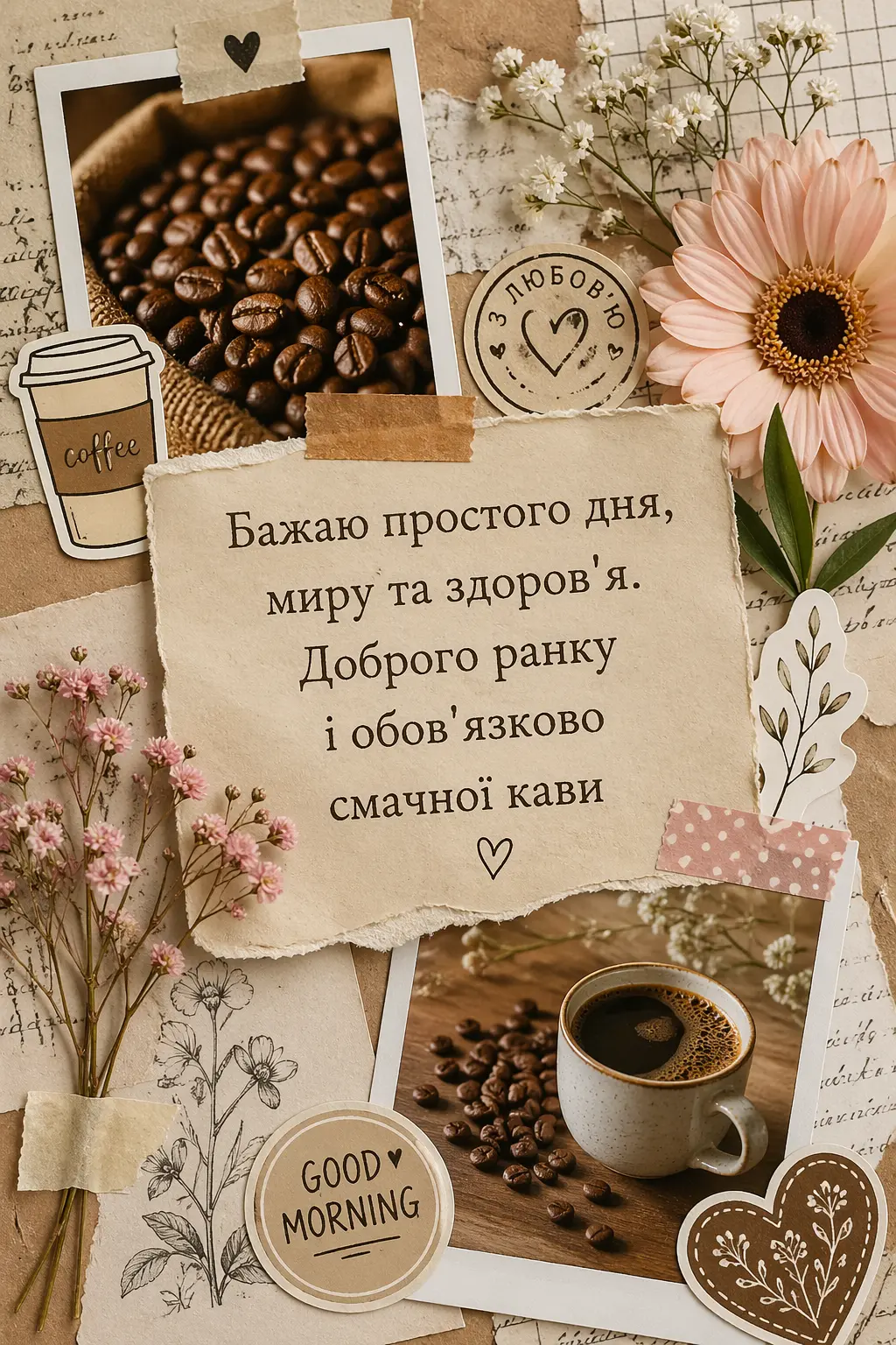 Доброго ранку, смачної кави: душевні побажання та красиві картинки для гарного настрою