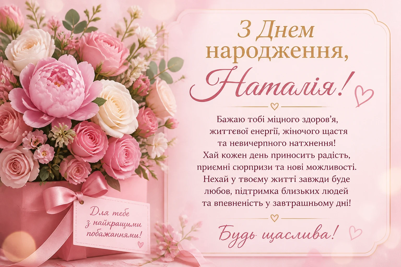 Привітання з днем народження для Наталії