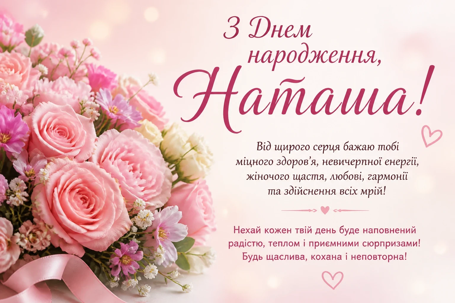 Привітання з днем народження для Наташі