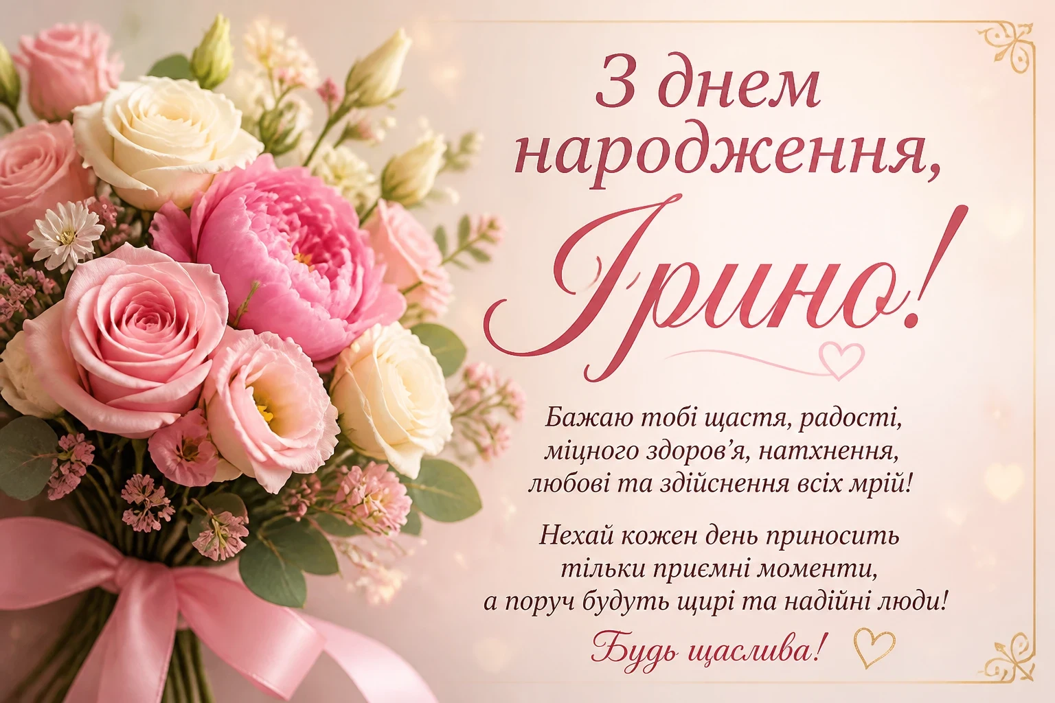 Привітання з днем народження Ірино