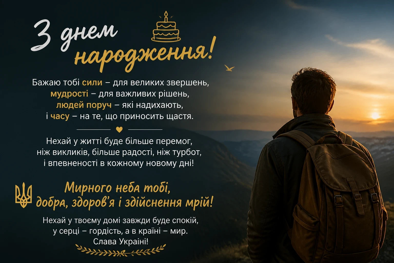 Оригінальні привітання з днем народження мужчині та побажання мирного неба