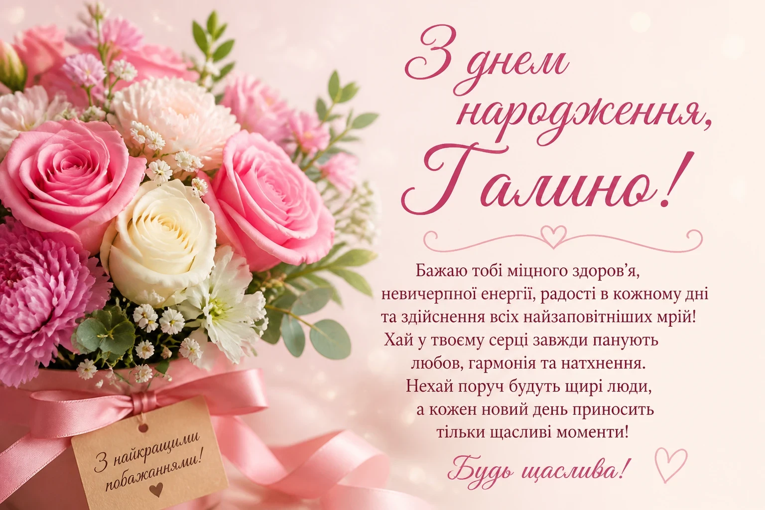 Привітання з днем народження для Галини