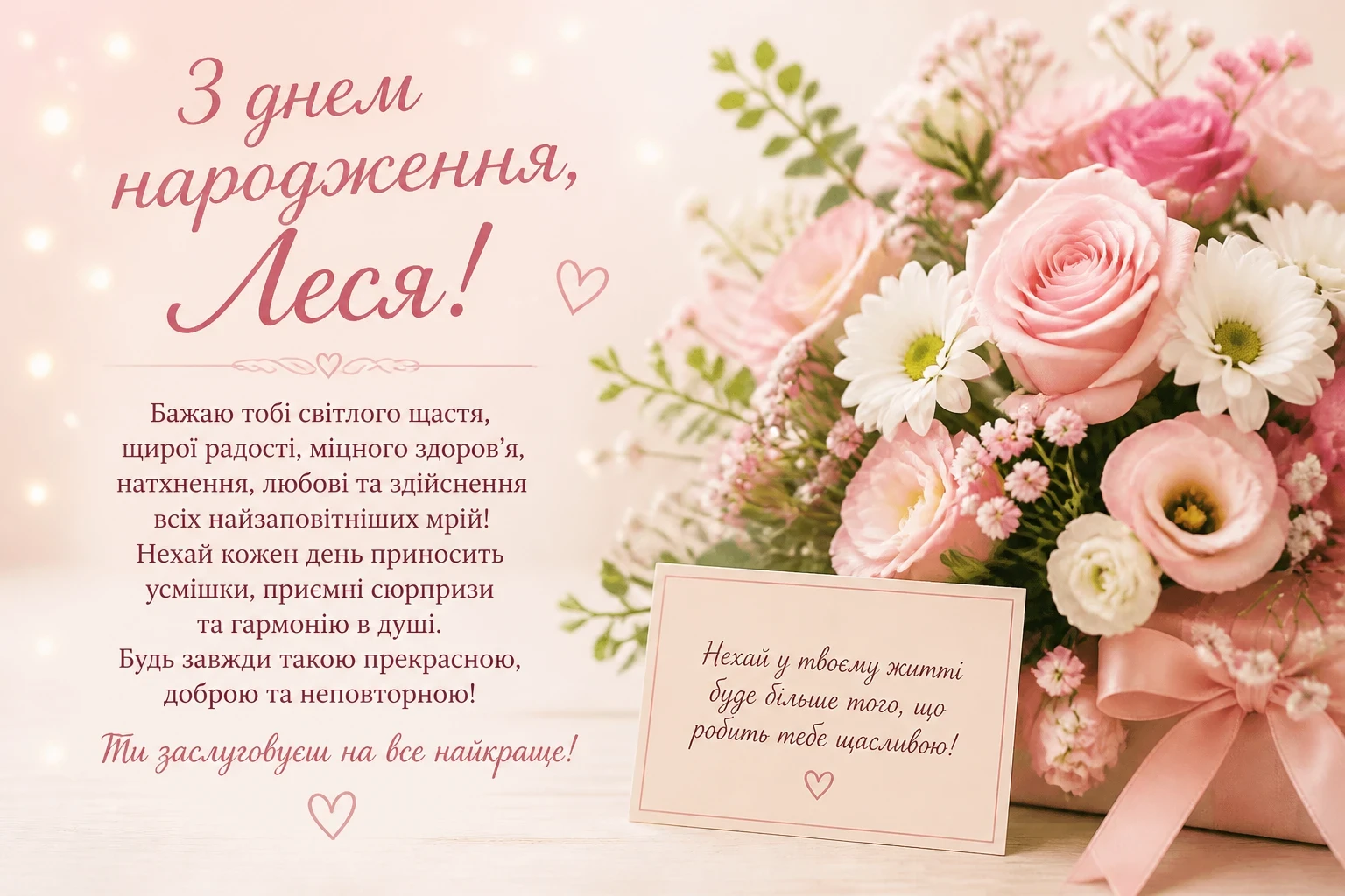 Привітання з днем народження для Лесі