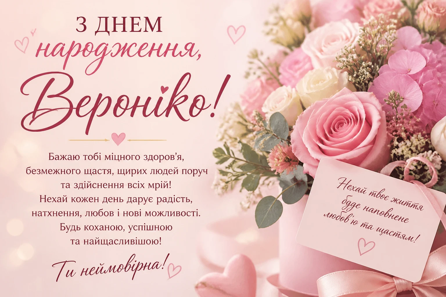 Привітання з днем народження для Вероніки