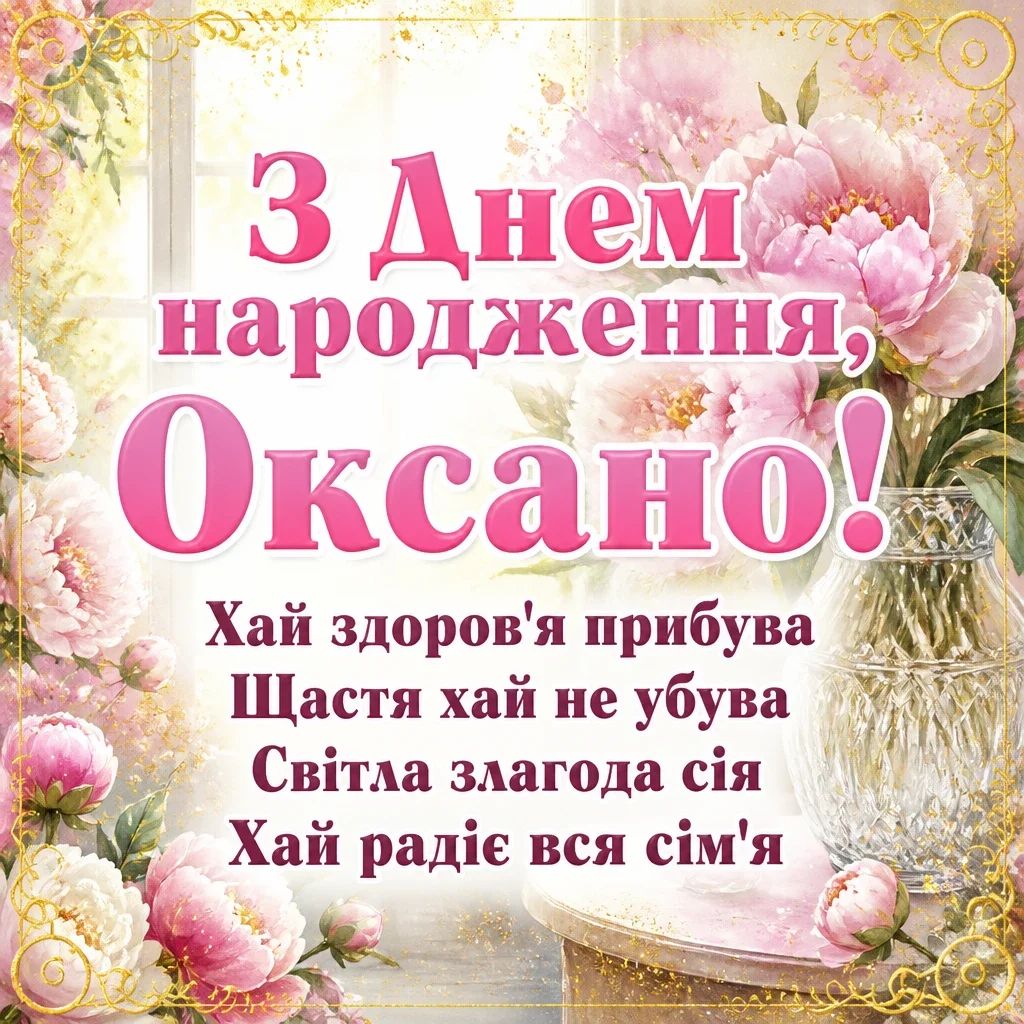 з днем народження оксана