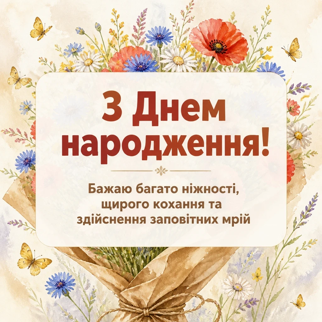 букет квіти привітання з днем народження подрузі