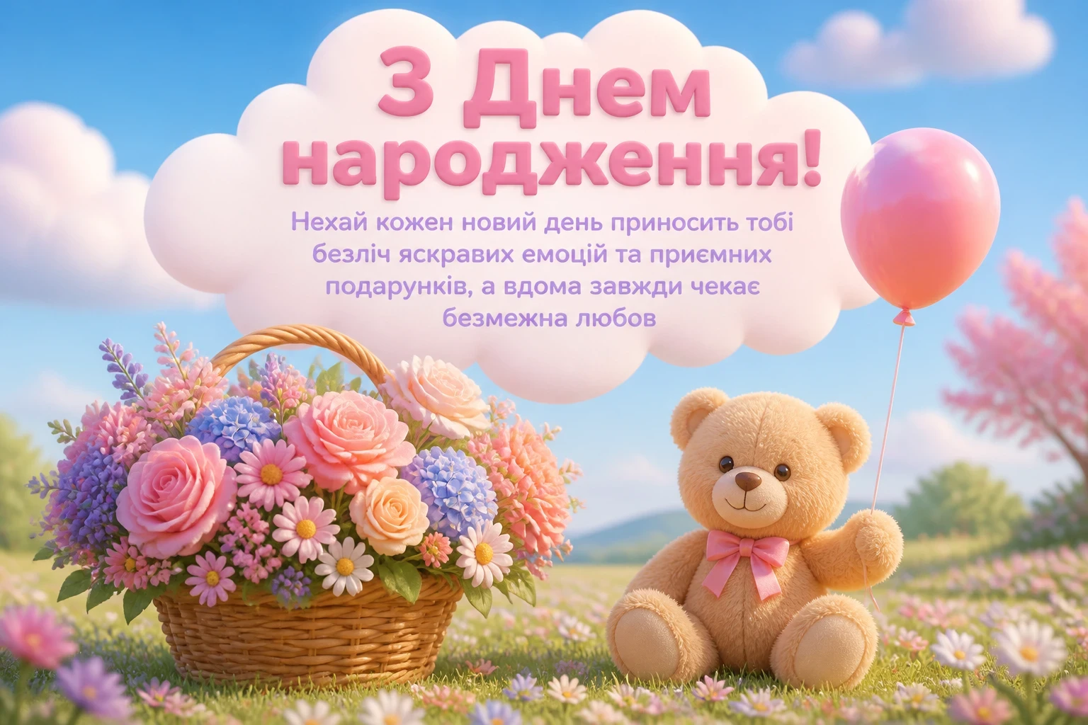 букет квіти привітання з днем народження подрузі