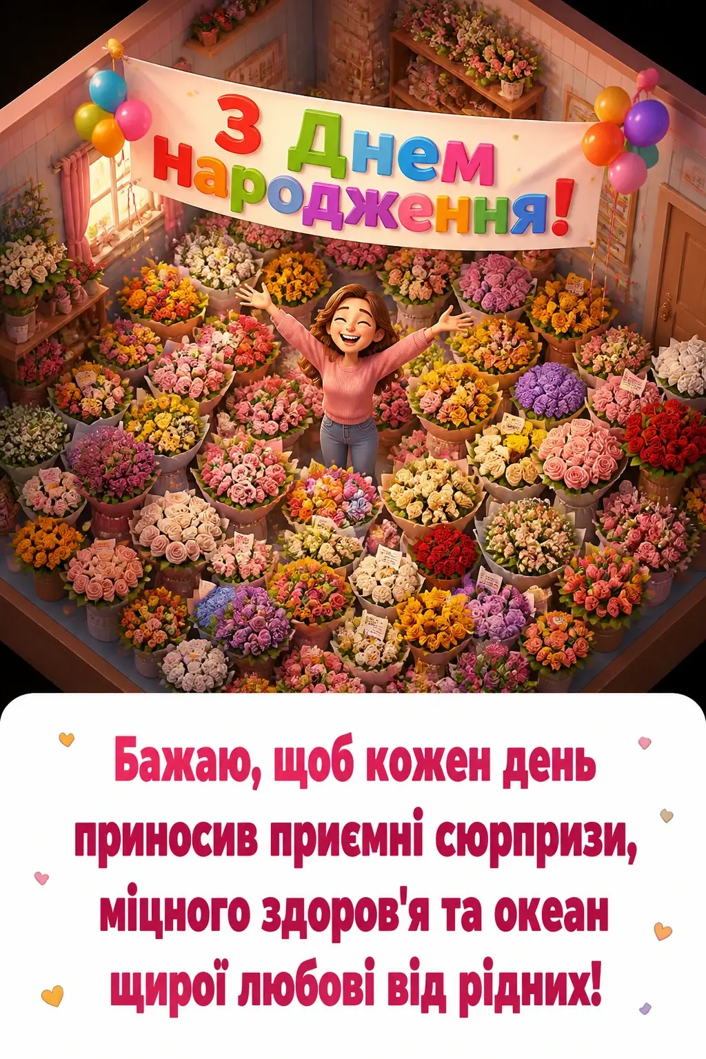 букет квіти привітання з днем народження подрузі