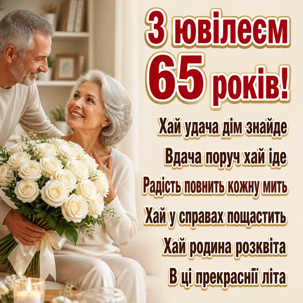зворушливі привітання з днем народження жінці 65 років
