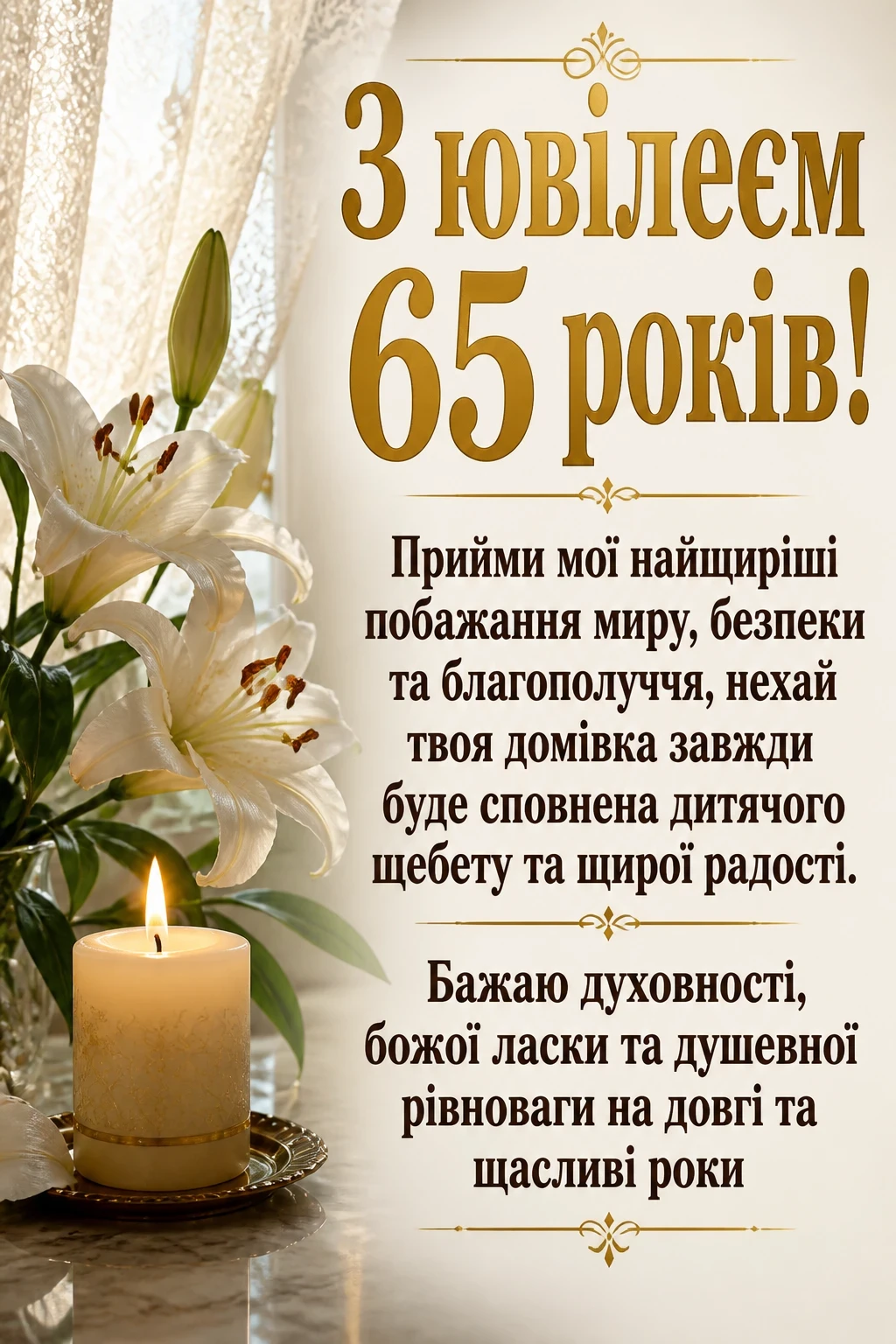 зворушливі привітання з днем народження жінці 65 років